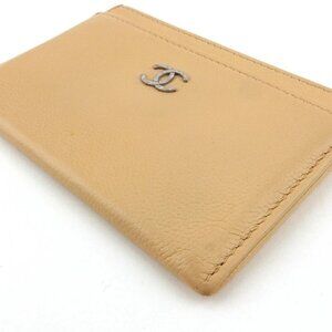 CHANEL Card Case Beige Silver Women Authentic secondhand